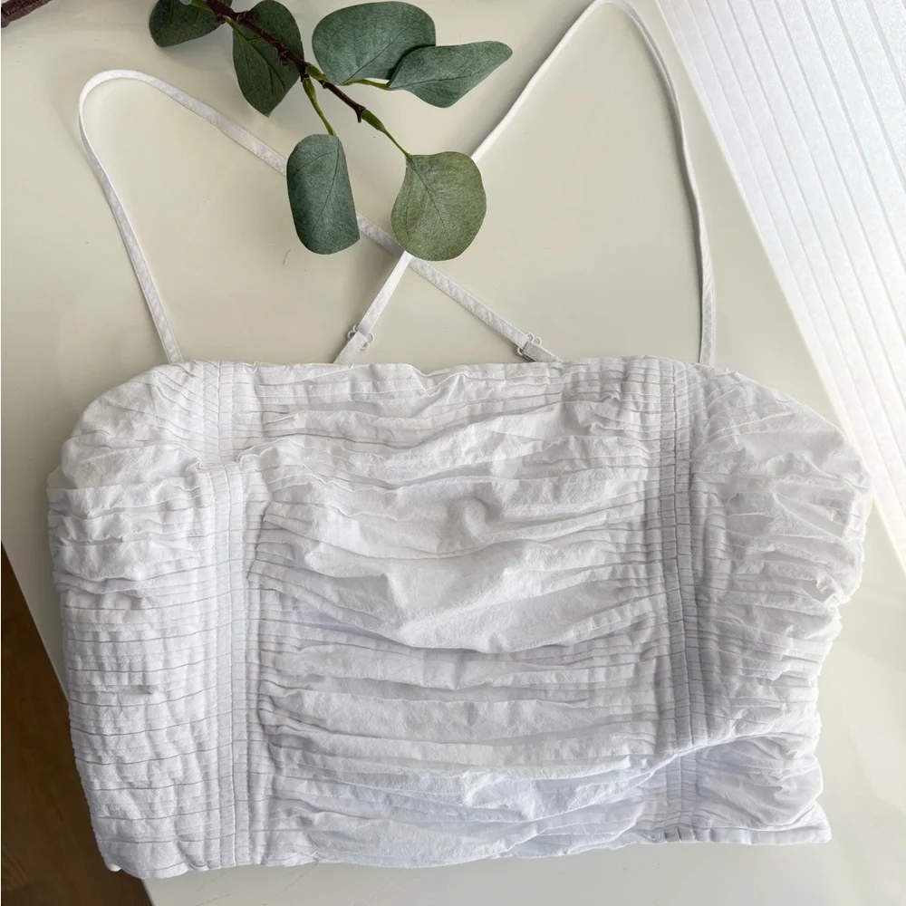 NWOT Madewell Poplin Ruched Crop Women's Top S - Picture 4 of 8